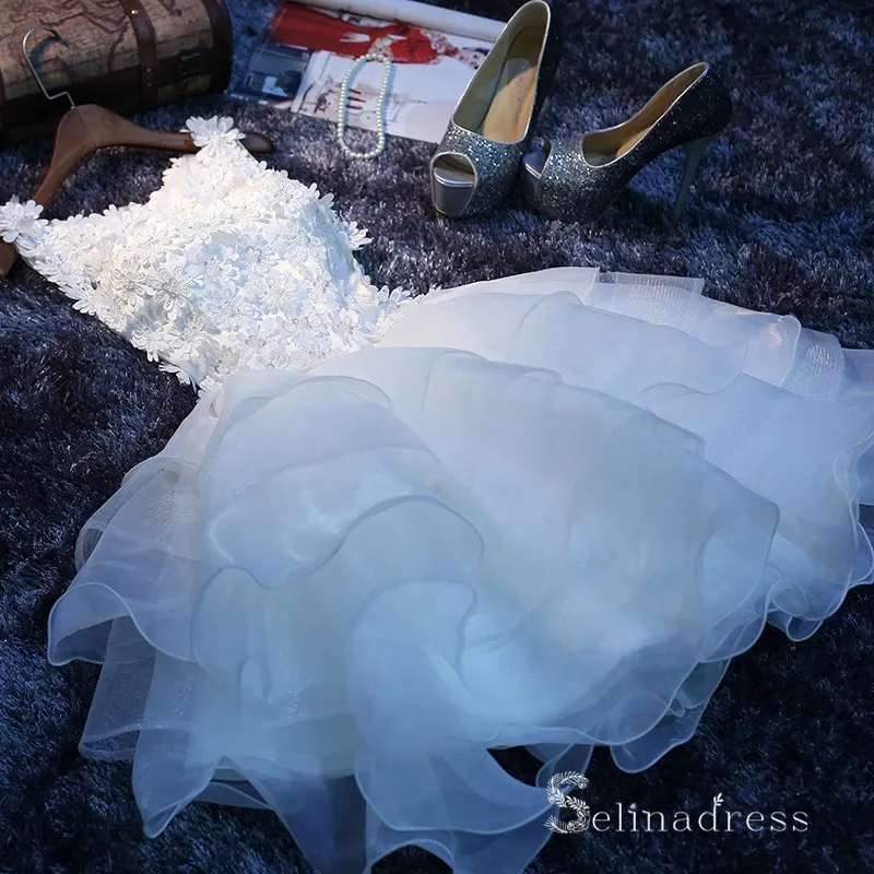 A-line Scoop Organza Short Prom Dress Juniors Homecoming Dresses MHL042