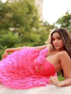 Gorgeous A Line Sweetheart Pink Short Homecoming Dress Ruffles Hoco Dresses #TKL3812