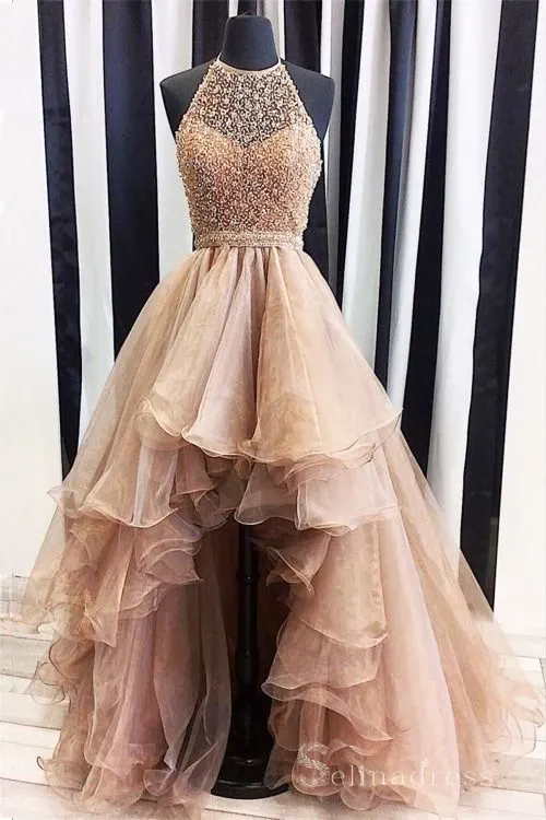 High Low Beautiful Burgundy Long Prom Dresses Asymmetrical Prom Dress/Evening Dress #SED187