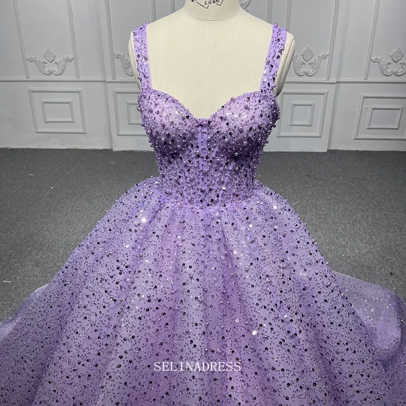 Lilac Princess Dress Ball Gown Beaded Prom Dress Pageant Dress DY9921